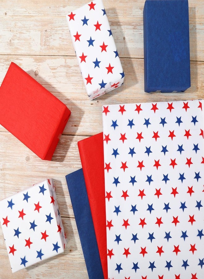 Whaline 90 Sheets Patriotic Tissue Paper Blue Red Star Gift Wrapping Paper 4th of July Decorative Art Paper for DIY Crafts Independence Day Party Decorations, 14 x 20 Inch - Image 3